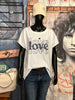 T-shirt col rond "love" blanc & bleu marine