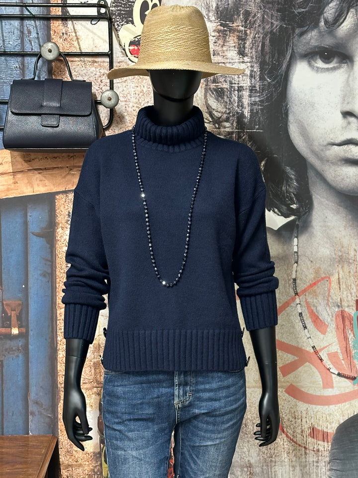 Pullover mit Schornsteinkragen & Knöpfen (36/40)