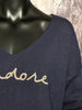 Pull "J'adore" bleu marine