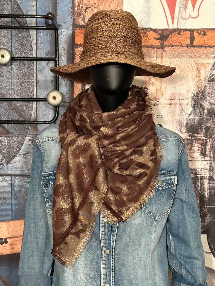 Écharpe brillante "léopard " XXL 100% viscose