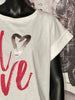 T-Shirt aus 100% Baumwolle "love" weiß