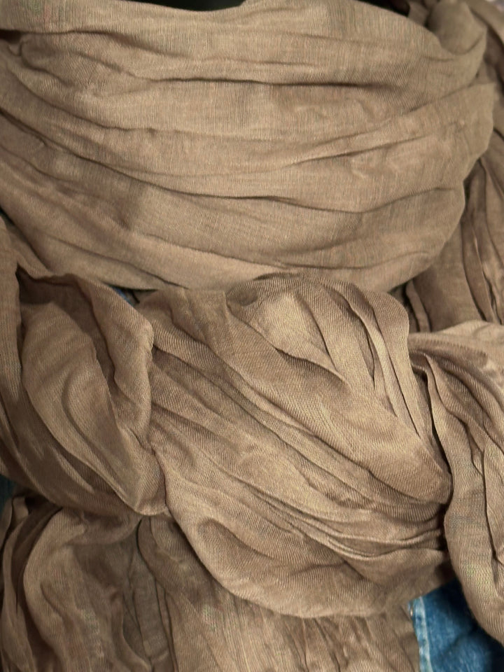 Foulard froissé uni  100% coton gris/taupe