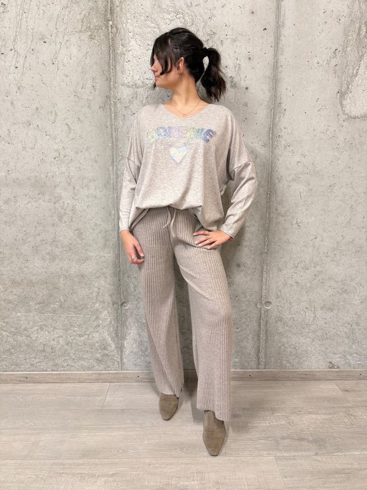 Pantalon large côtelé taille élastique  (38/42) MADE IN ITALY