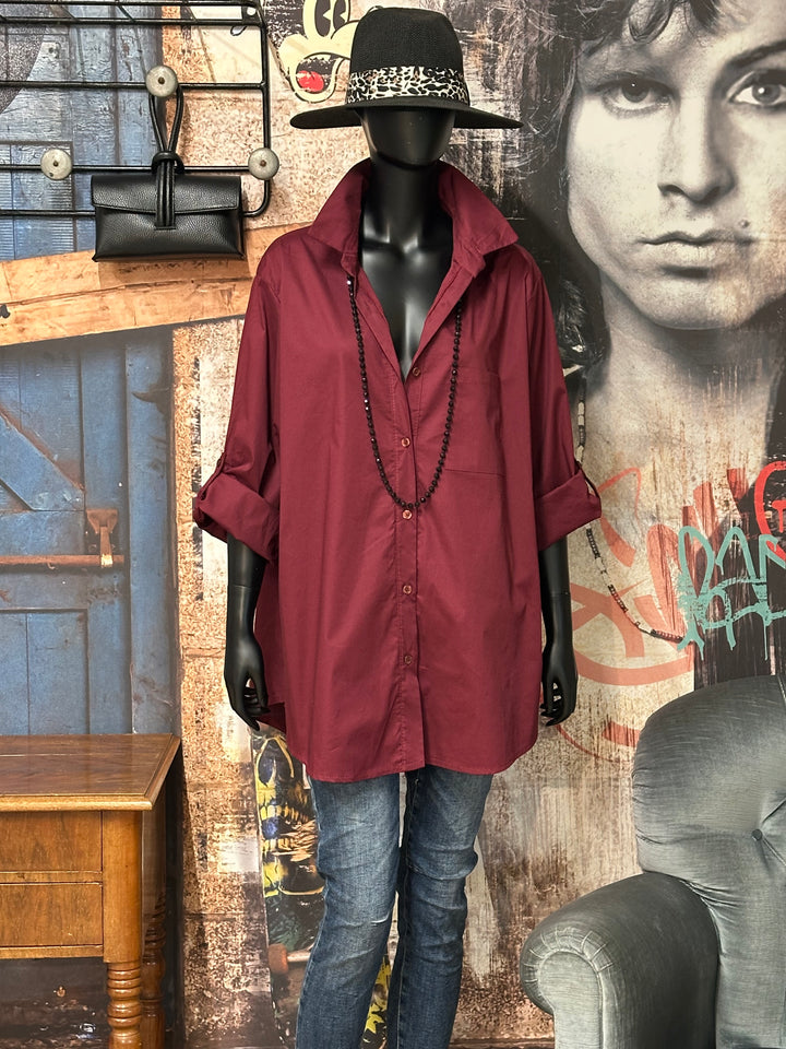 Einfarbiges langes Hemd aus 100% Baumwolle (42/46) MADE IN 🇮🇹