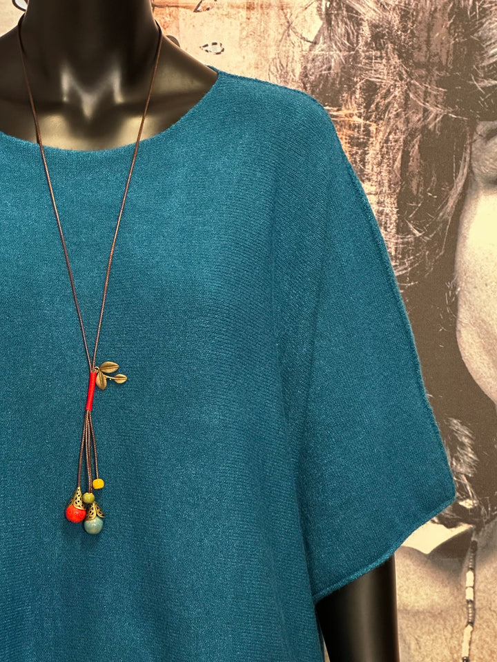 Pullover + Size Kurzarm blau Ente