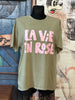 T-Shirt "la vie en rose" khaki & rosa