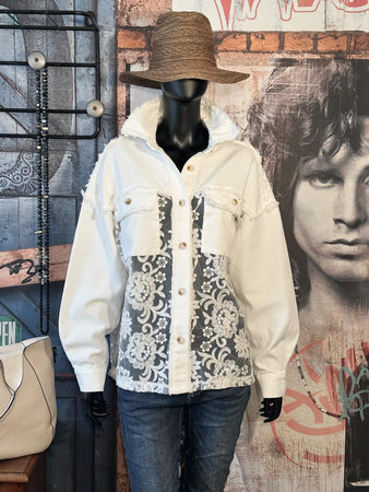 Veste/chemise brodée écru