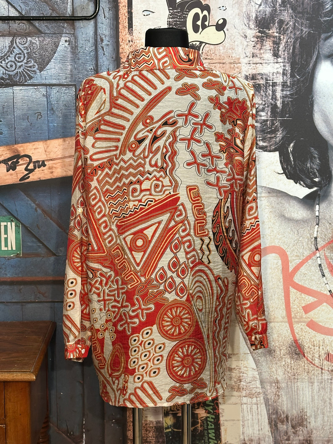 Tunique fluide col chemise + SIZE écru, orange & noir...