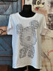 T-shirt col rond "Mickey" blanc & argent