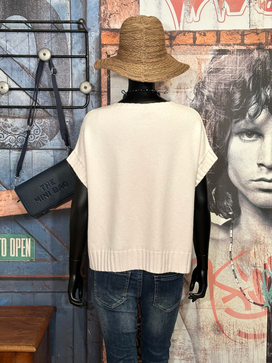 Ärmelloser Pullover & Rundhalsausschnitt ecru (38/42)