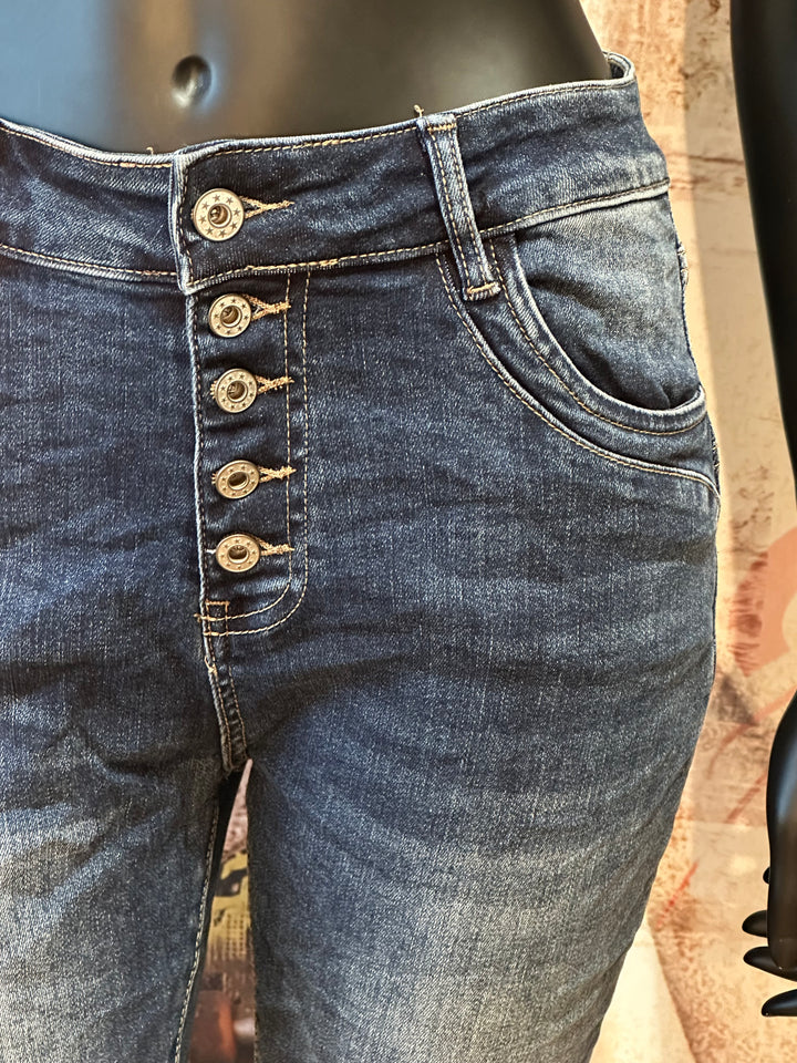 Stretch-Jeans mit 5 Knöpfen blue stone used