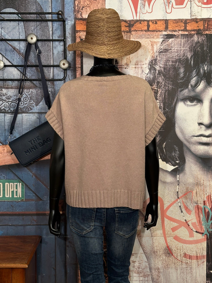 Ärmelloser Pullover & Rundhalsausschnitt taupe (38/42)