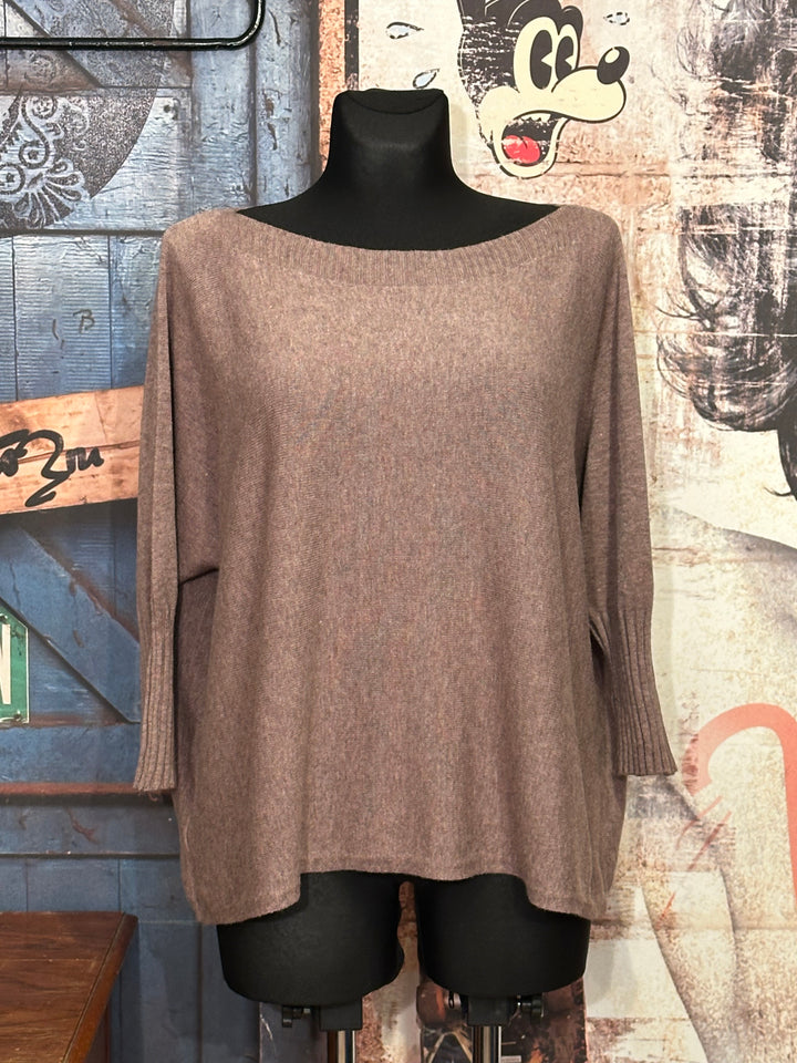 Pull manches 3/4 & col bateau taupe (40/44)