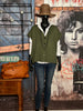 Cardigan style poncho vert olive