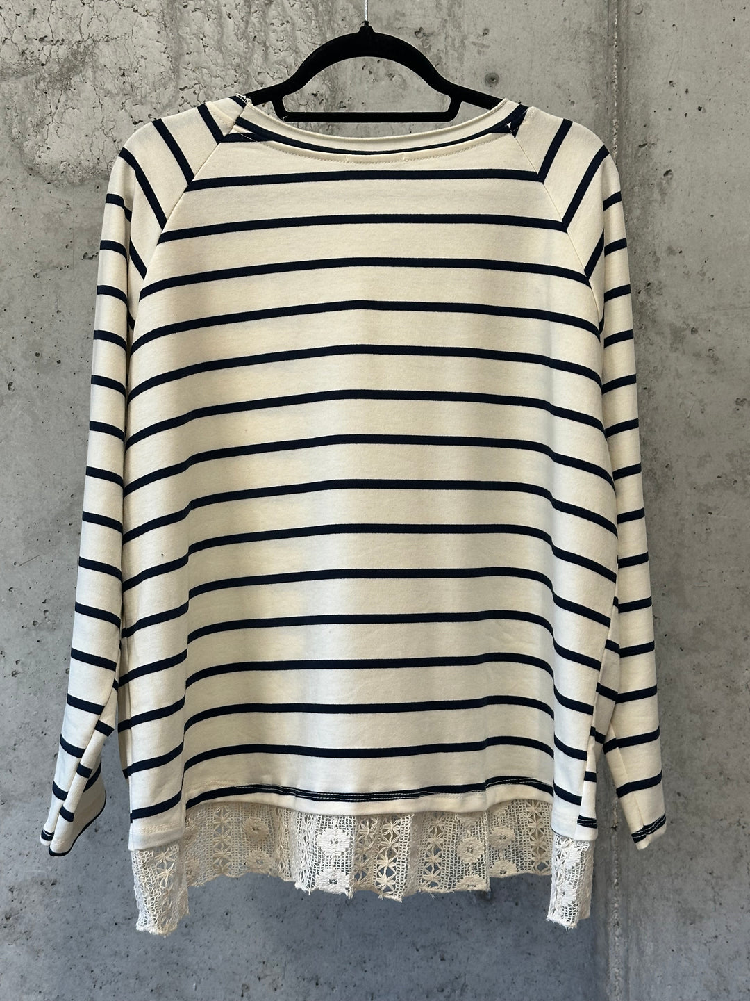 Pull marinière dentelle écru & bleu marine (38/42) MADE IN ITALY