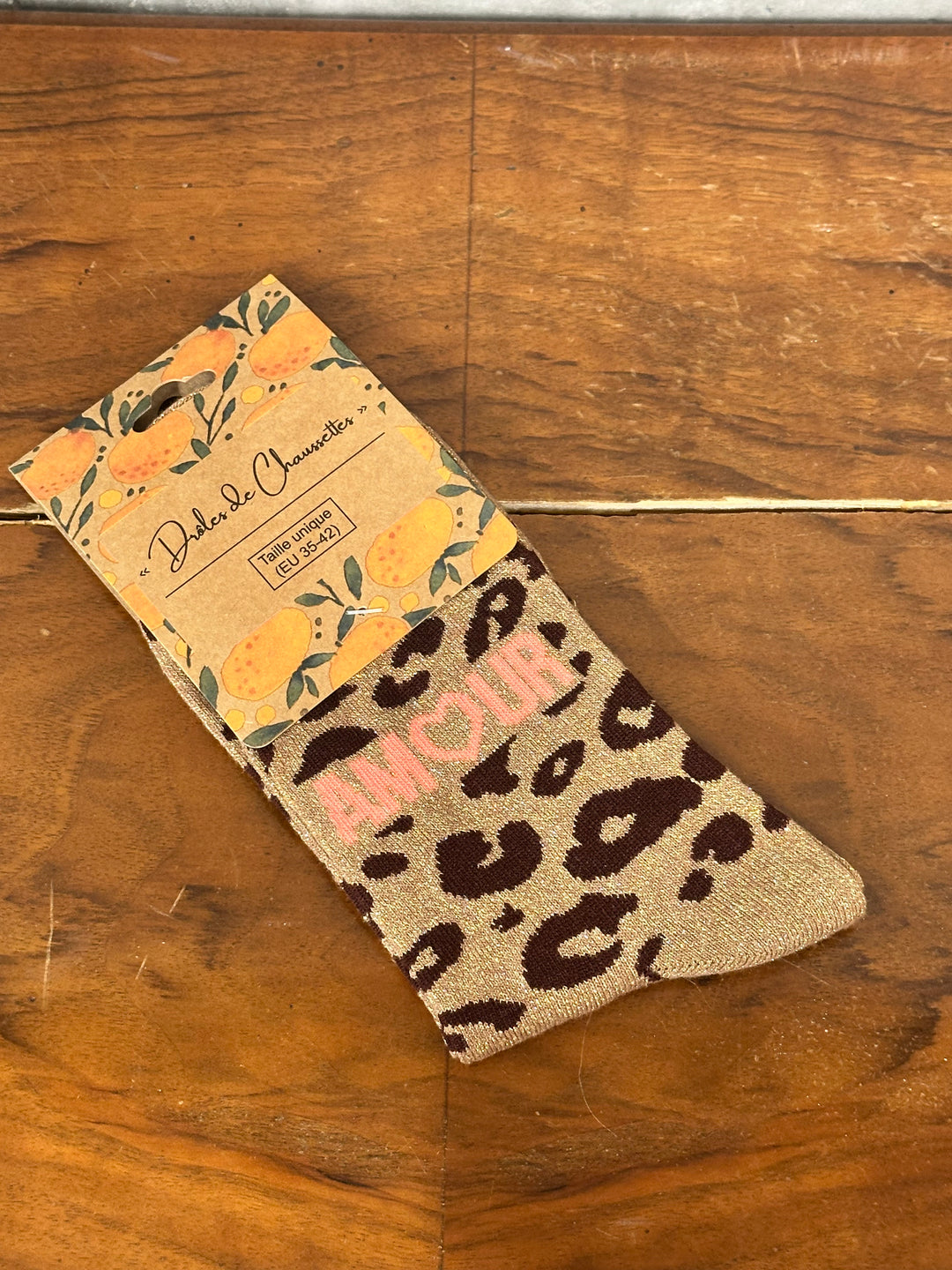 Chaussettes pailletées léopard "AMOUR"