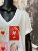 T-shirt + SIZE 100% coton col V "coeur" blanc