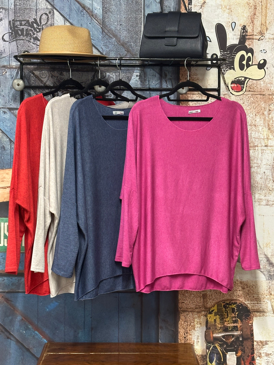 Fließender Rundhalspullover & Basic in sommerlichen Farben (38/42) MADE IN 🇮🇹