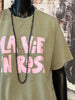 T-Shirt "la vie en rose" khaki & rosa