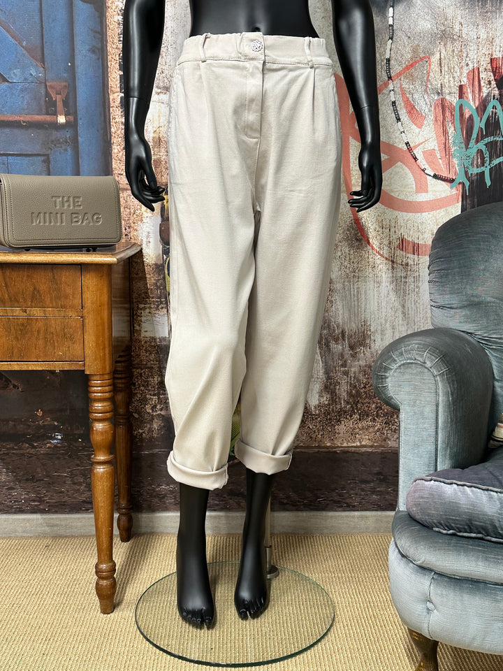 Pantalon Mom fit beige (40/44) MADE IN ITALY