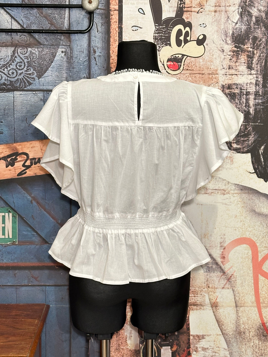 Bluse aus 100% Baumwolle "romantisch" weiß