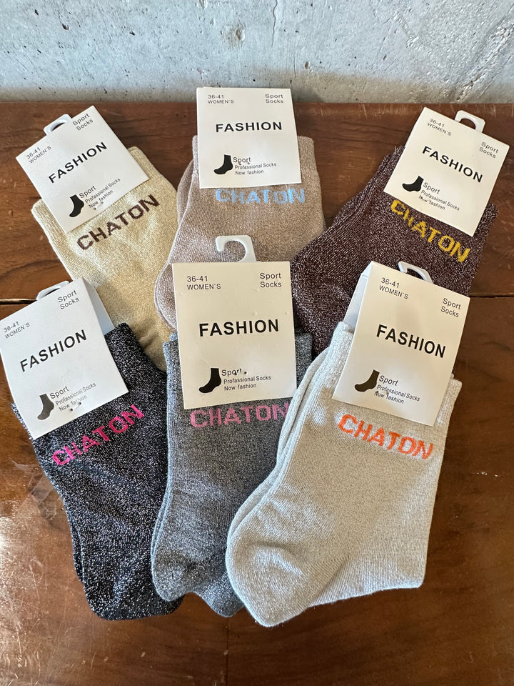 Chaussettes pailletées "CHATON"