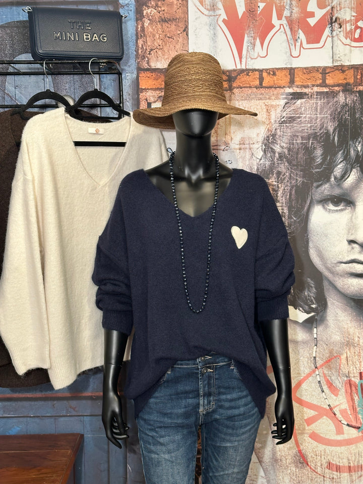 Pull col V + size "Coeur" (42/46)