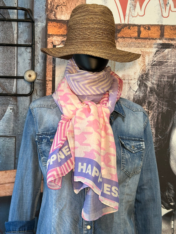 Halstuch "Love happiness" farbig Purpurtöne 100% Viskose