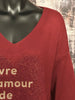 Pull "Vivre d'amour et de champagne" bordeaux