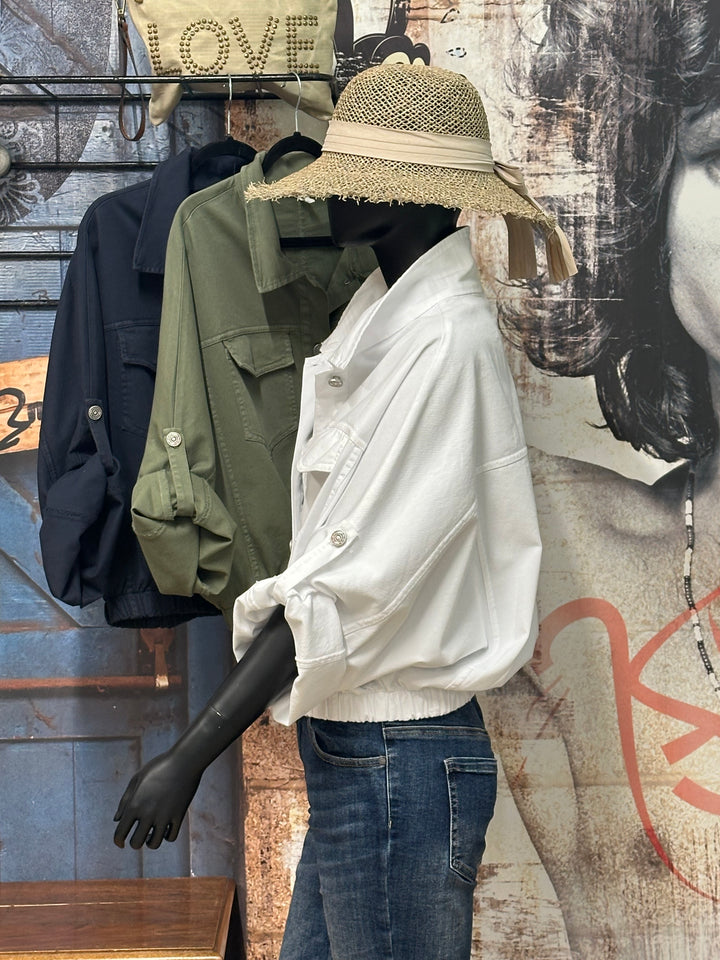 Kurze Oversize-Jacke aus 97 % Baumwolle (36/42) Hergestellt in Italien