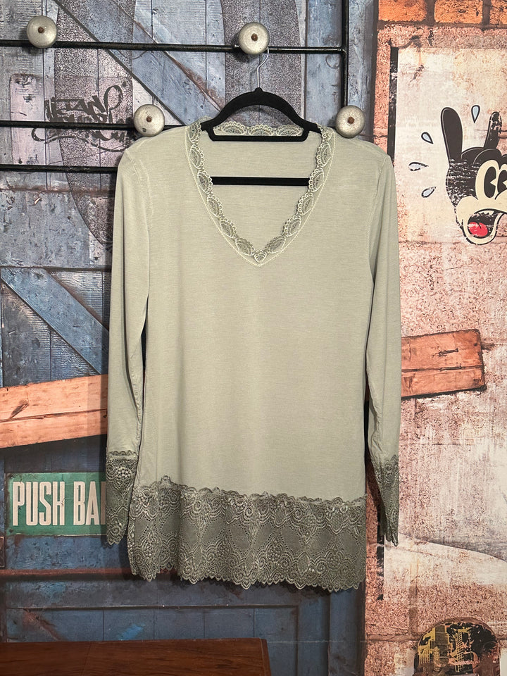 Spitzenunterziehpullover 36/42 Salbeigrün