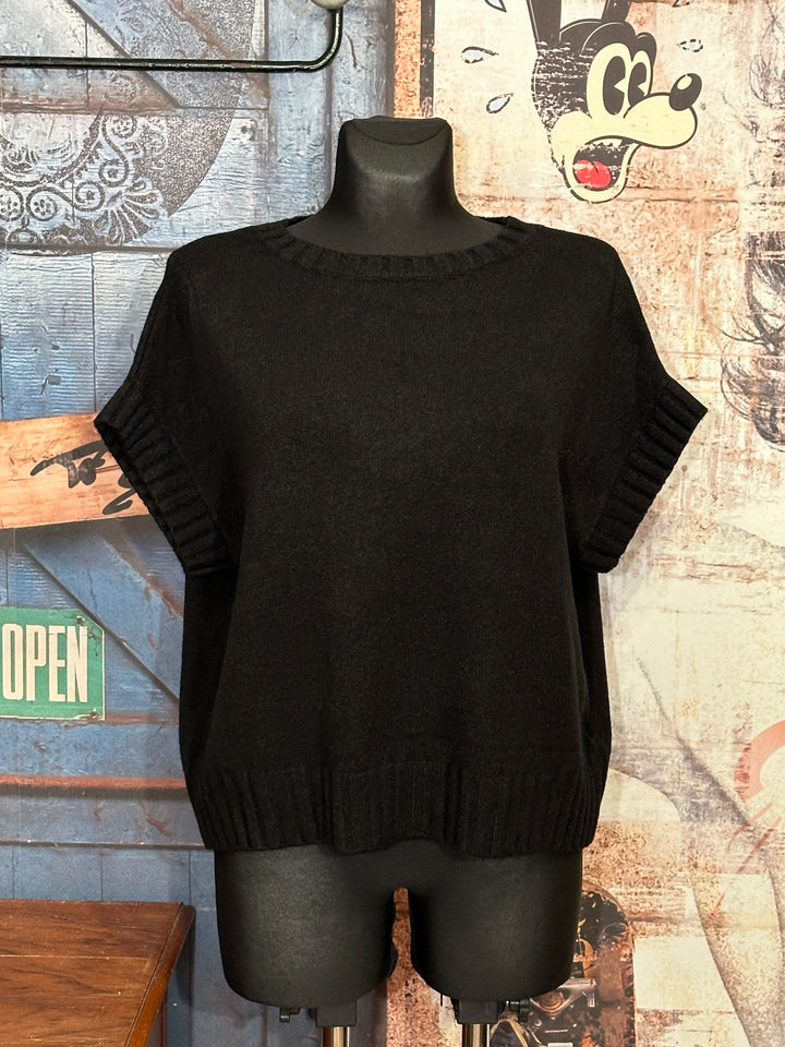 Ärmelloser Pullover & Rundhalsausschnitt Schwarz (38/42)