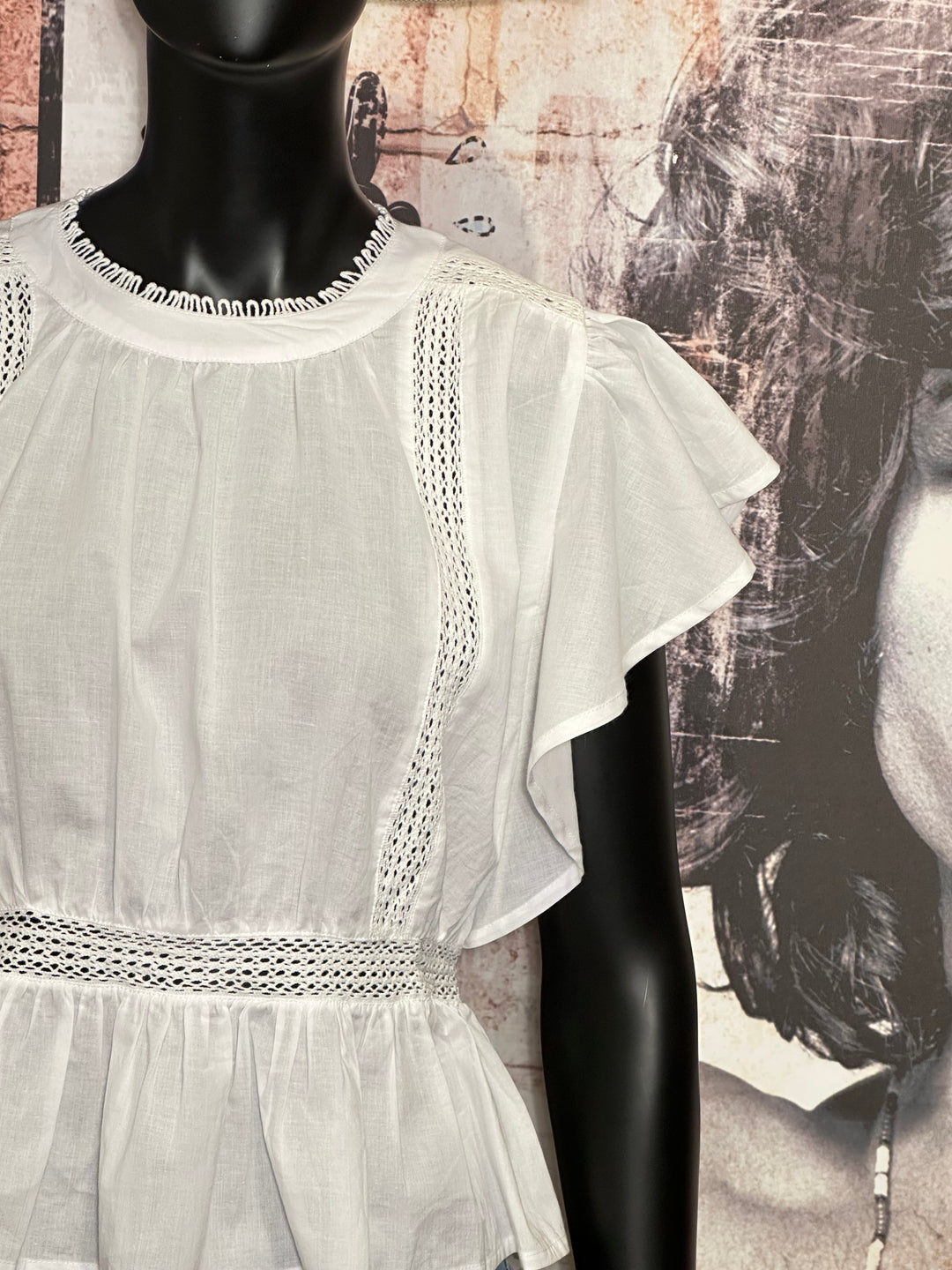 Bluse aus 100% Baumwolle "romantisch" weiß