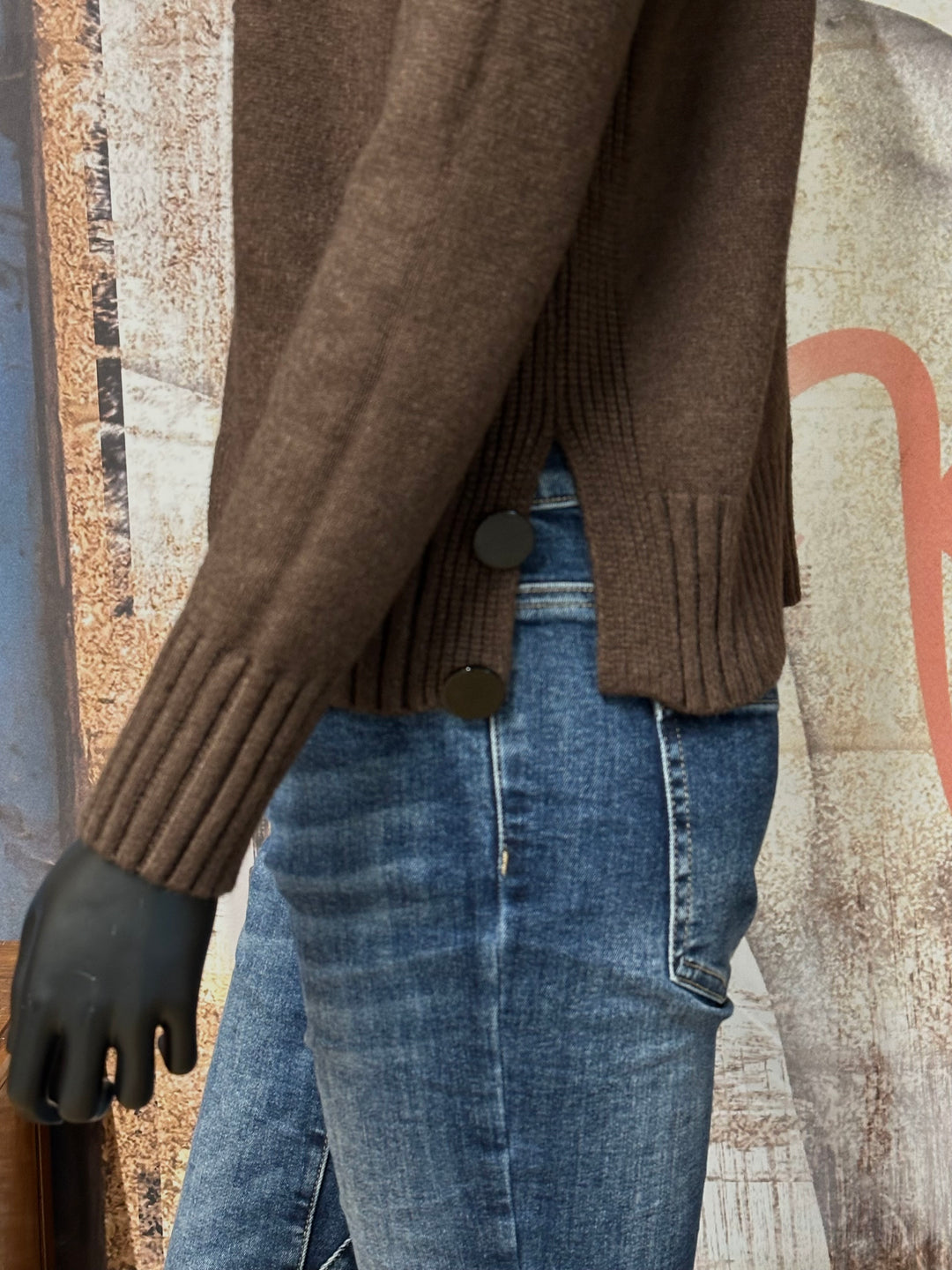 Pullover mit Schornsteinkragen & Knöpfen (36/40)