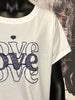 T-shirt col rond "love" blanc & bleu marine