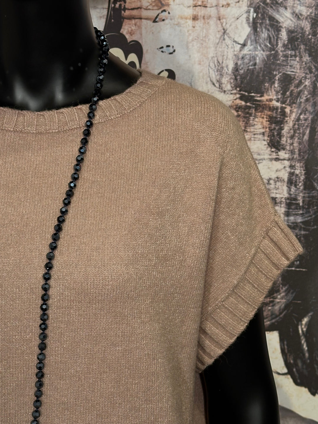 Ärmelloser Pullover & Rundhalsausschnitt taupe (38/42)