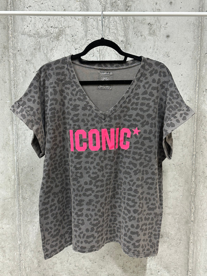 T-shirt léopard « Matéo » oversize &amp; col V (40/44) MADE IN ITALY