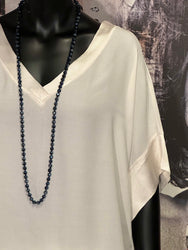 Blouse + size 100% vscose col V satiné champagne