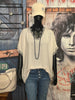 T-Shirt + Size V-Ausschnitt Spitze ecru meliert