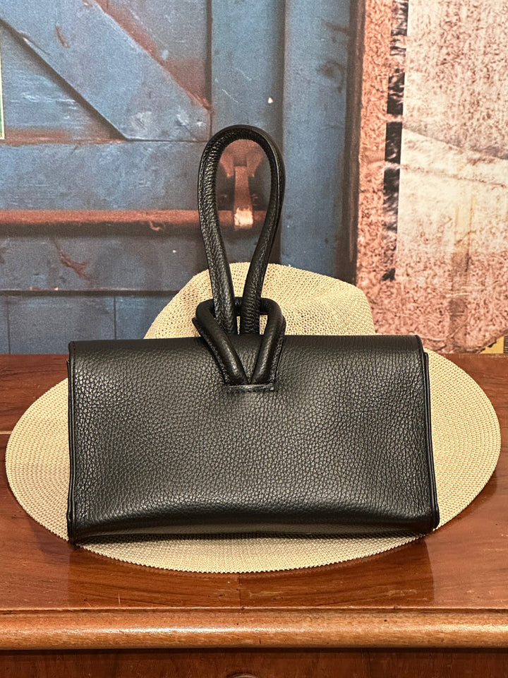 Sac/pochette en cuir grainé noir MADE IN 🇮🇹