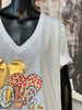 T-shirt + SIZE 100% coton col V "Love" blanc