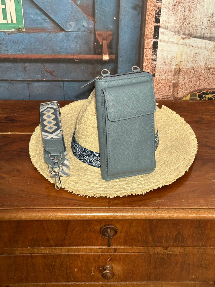 Pochette polyvalente bandoulière bleu denim