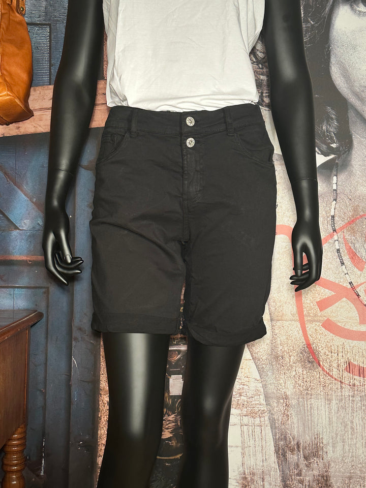 Stretch-Shorts mit elastischem Bund schwarz
