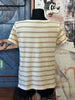 T-shirt marinière col V beige & beige foncé