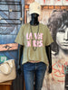 T-Shirt "la vie en rose" khaki & rosa