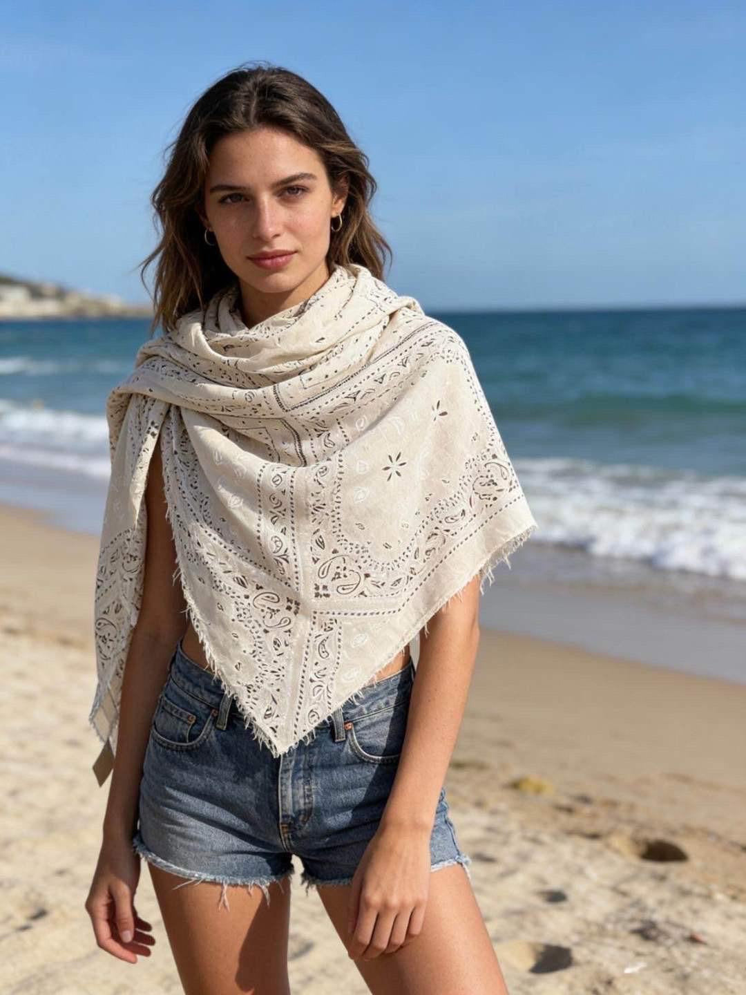 Quadratisches Halstuch mit „Bandana“-Muster, MADE IN ITALY