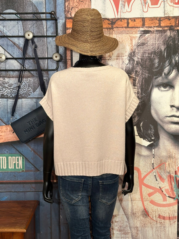 Ärmelloser Pullover & Rundhalsausschnitt beige (38/42)