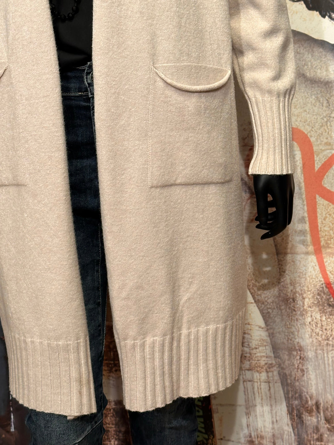 Cardigan uni long beige (36/40)