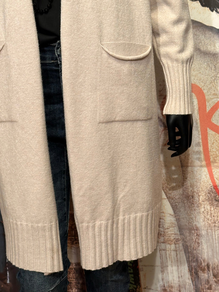 Cardigan uni long beige (36/40)