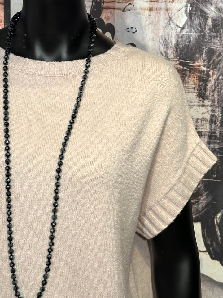 Ärmelloser Pullover & Rundhalsausschnitt beige (38/42)